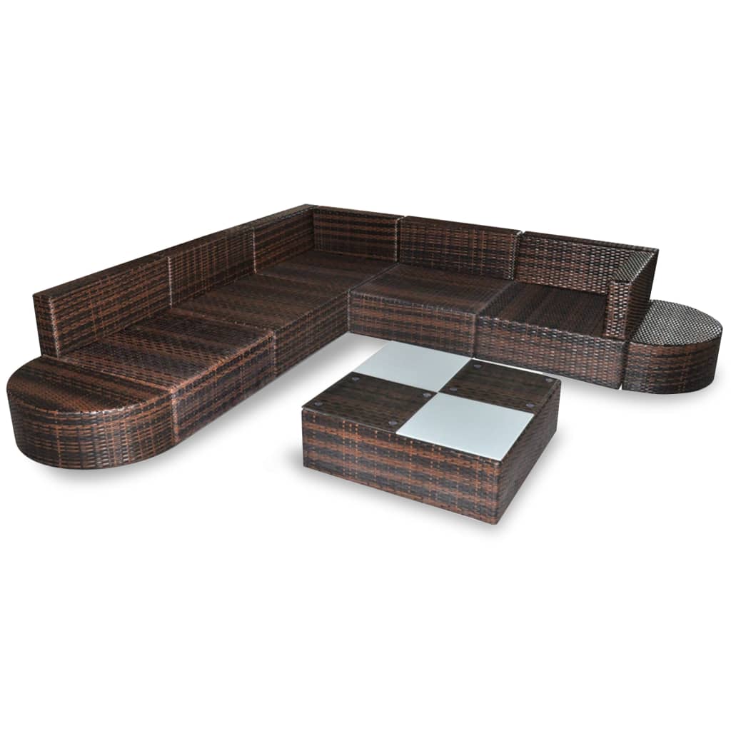 8-delige Loungeset met kussens poly rattan