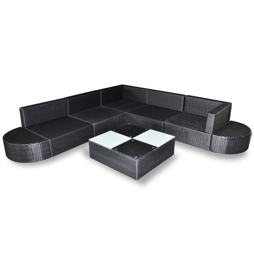 8-delige Loungeset met kussens poly rattan