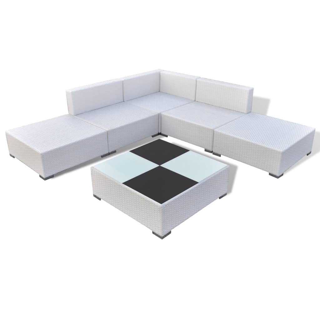 6-delige Loungeset met kussens poly rattan