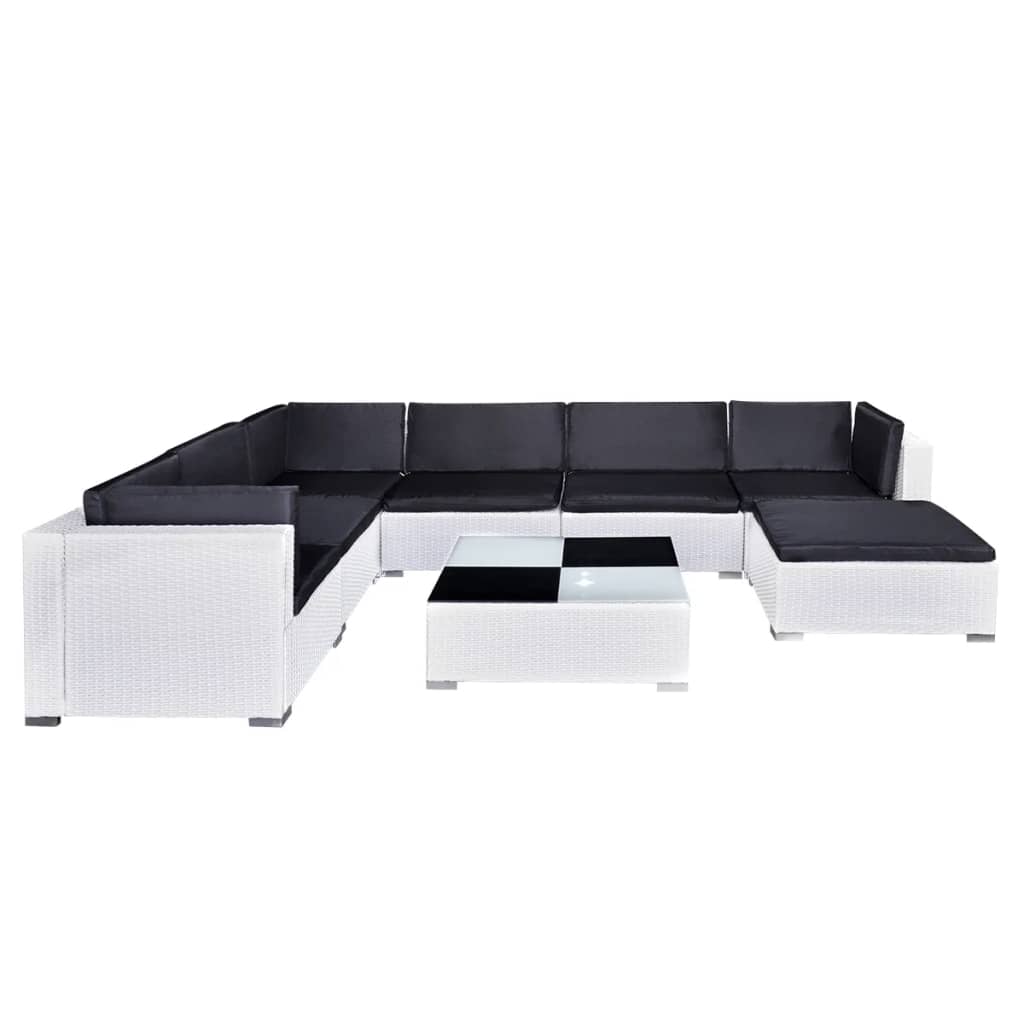 8-delige Loungeset met kussens poly rattan