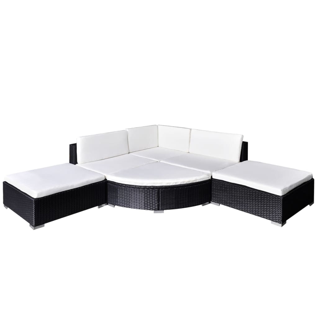 6-delige Loungeset met kussens poly rattan