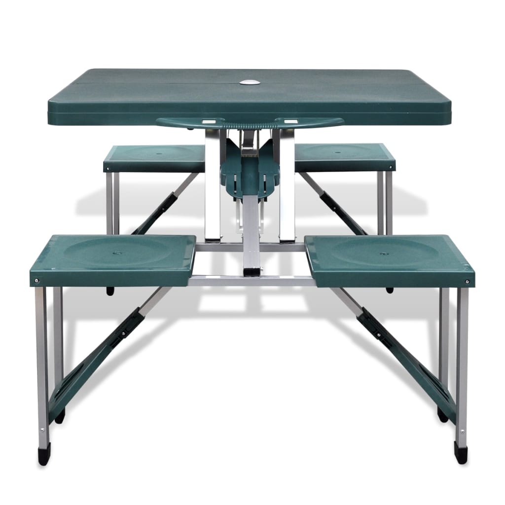 Campingtafel met vier stoelen extra licht aluminium inklapbaar (groen)