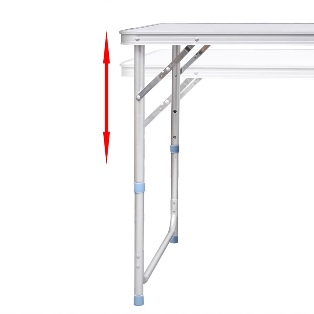 Campingtafel inklapbaar en verstelbaar in hoogte aluminium 180 x 60 cm