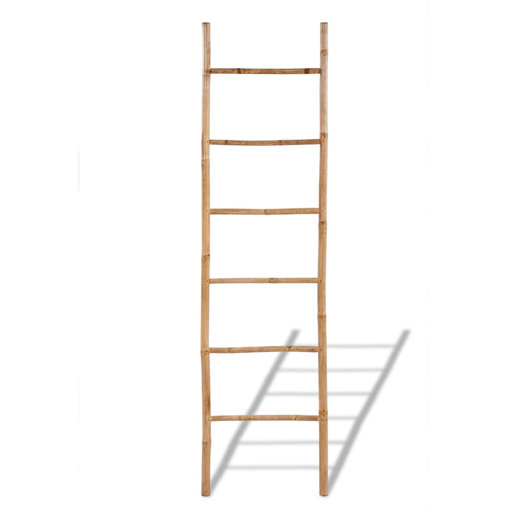 Handdoekenladder met 6 sporten bamboe