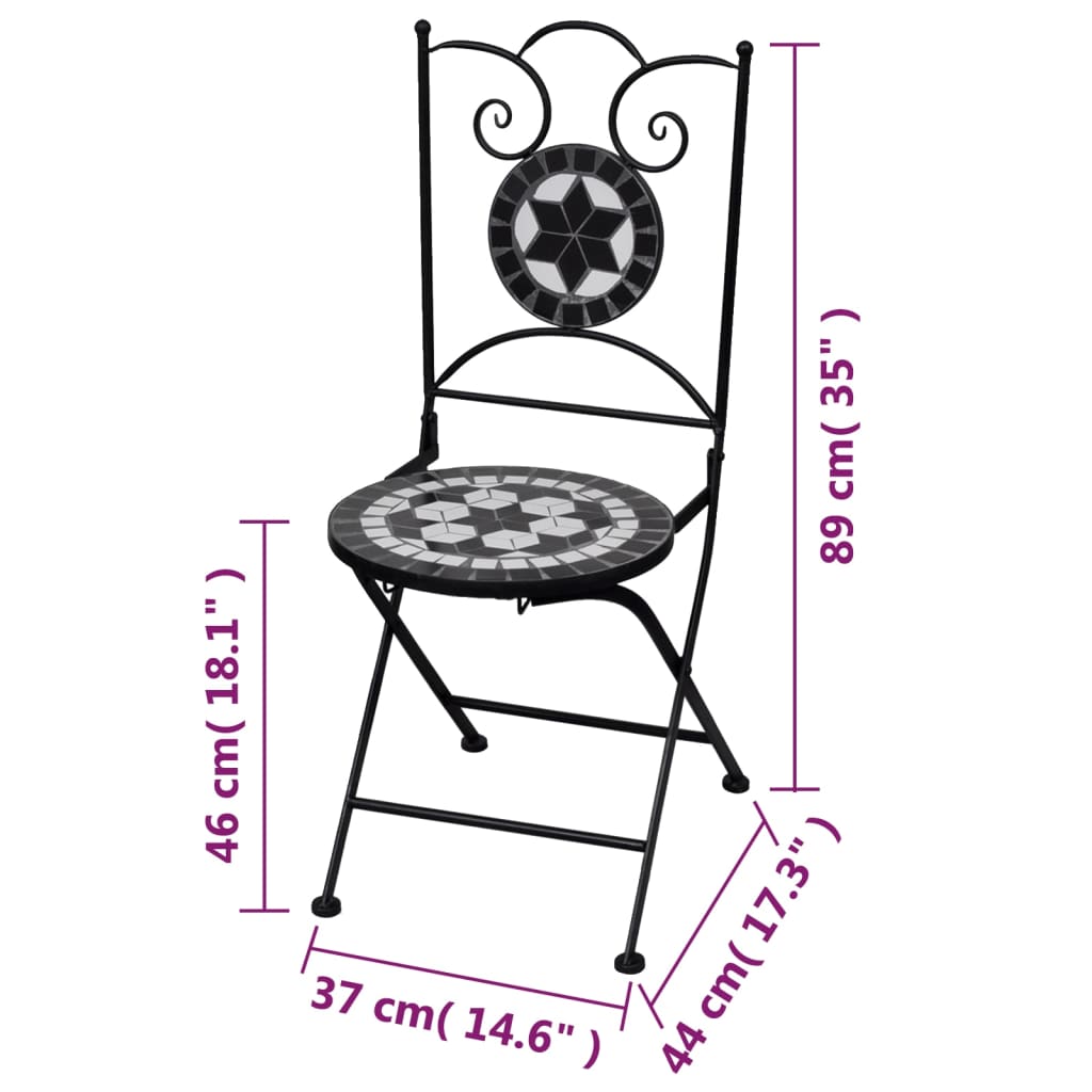 Bistrostoelen inklapbaar 2 st keramiek