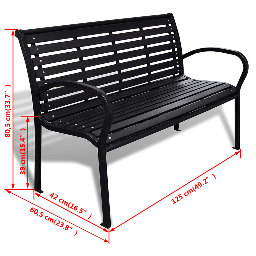 Tuinbank 125 cm staal en HKC zwart