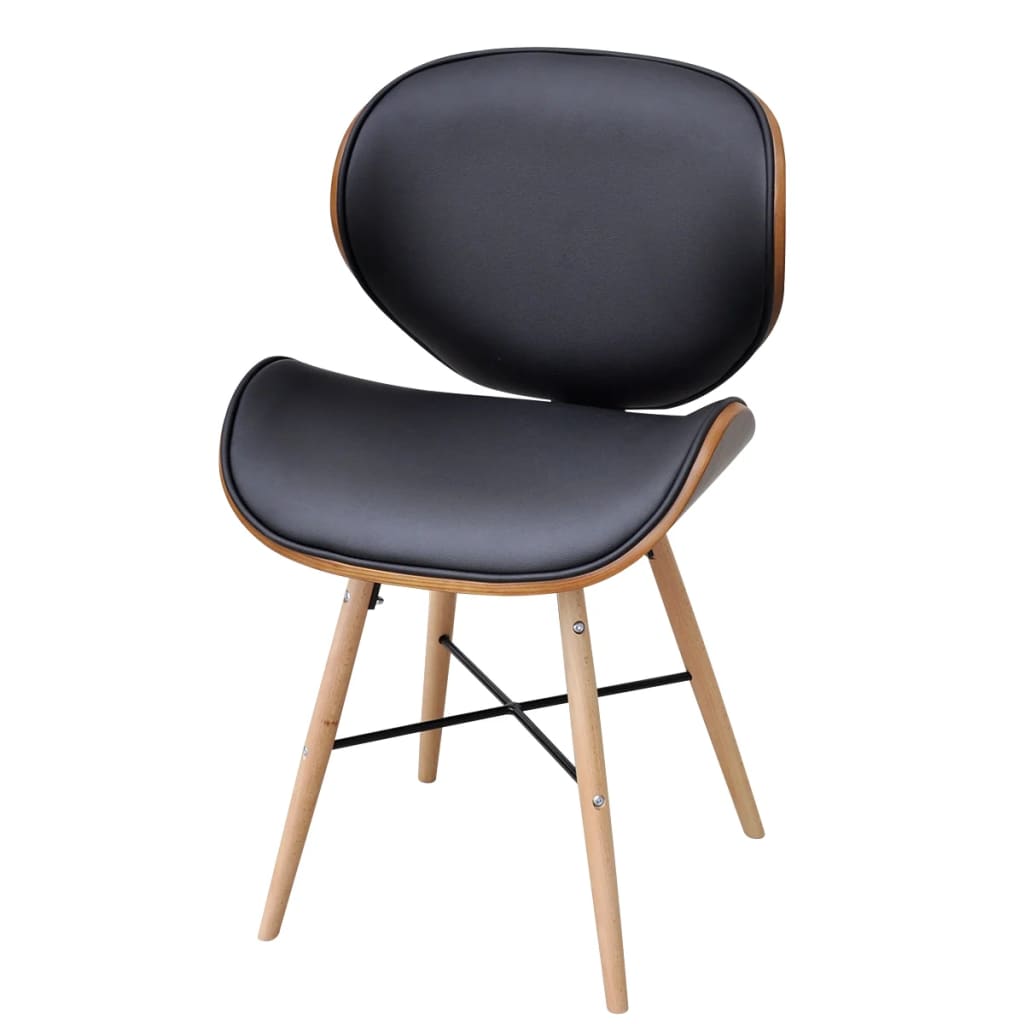 Eetkamerstoelen 6 st gebogen hout kunstleer