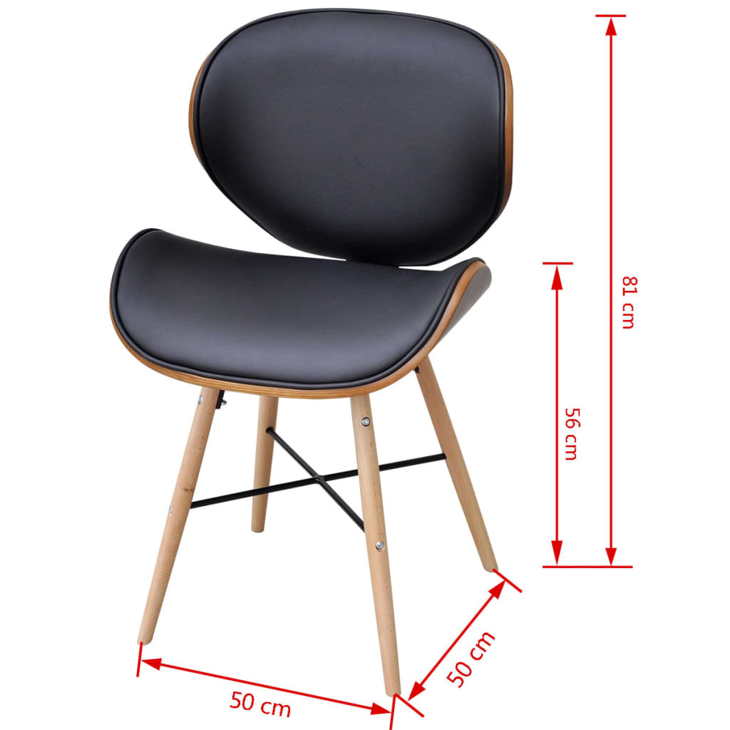 Eetkamerstoelen 4 st kunstleer gebogen hout