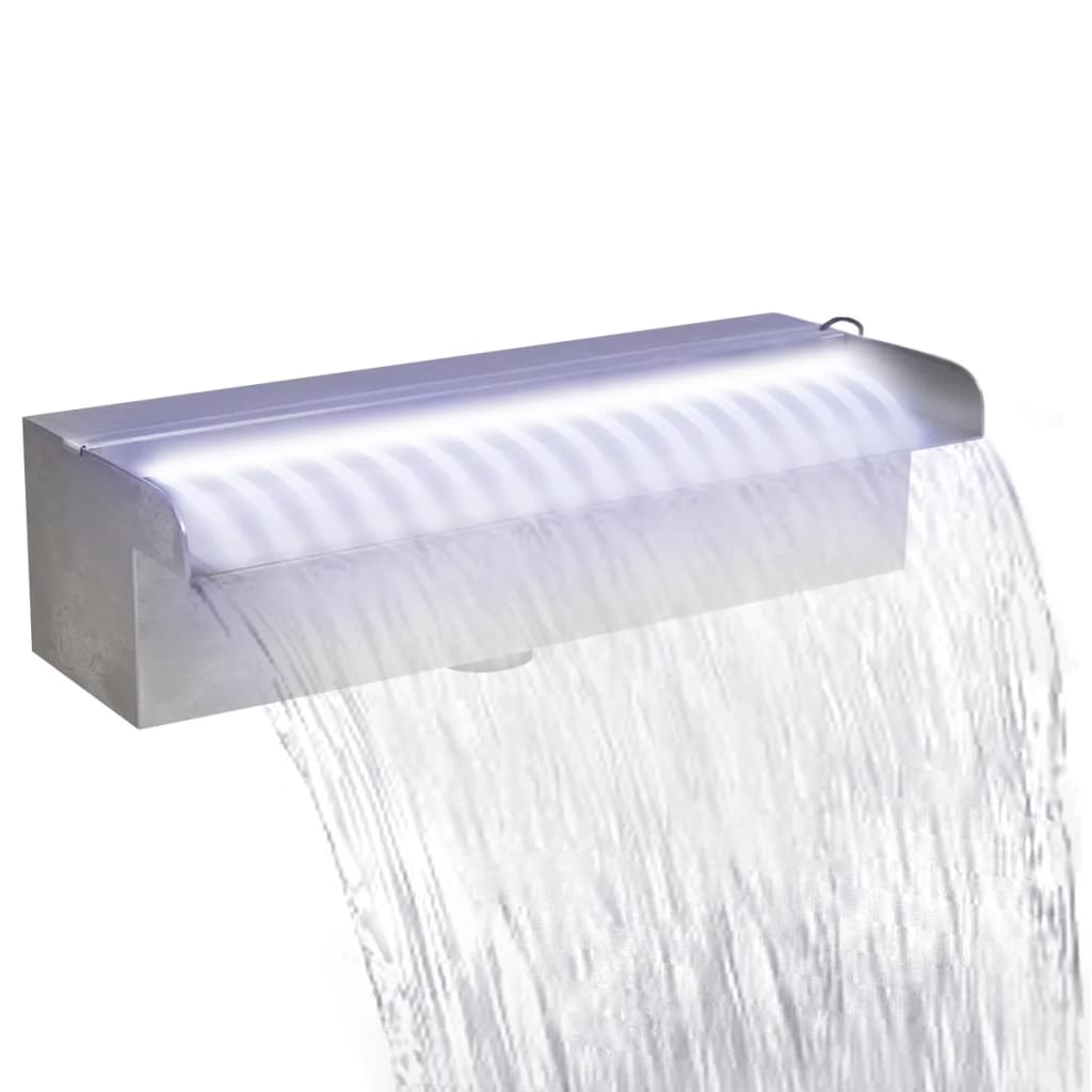 Zwembadwaterval met LED-verlichting 110 cm roestvrij staal