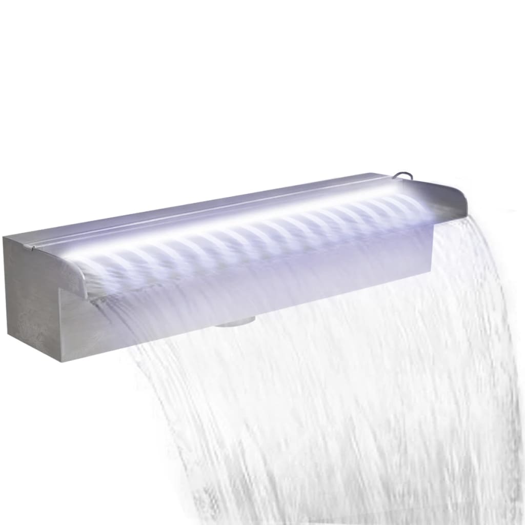 Zwembadwaterval met LED-verlichting 110 cm roestvrij staal