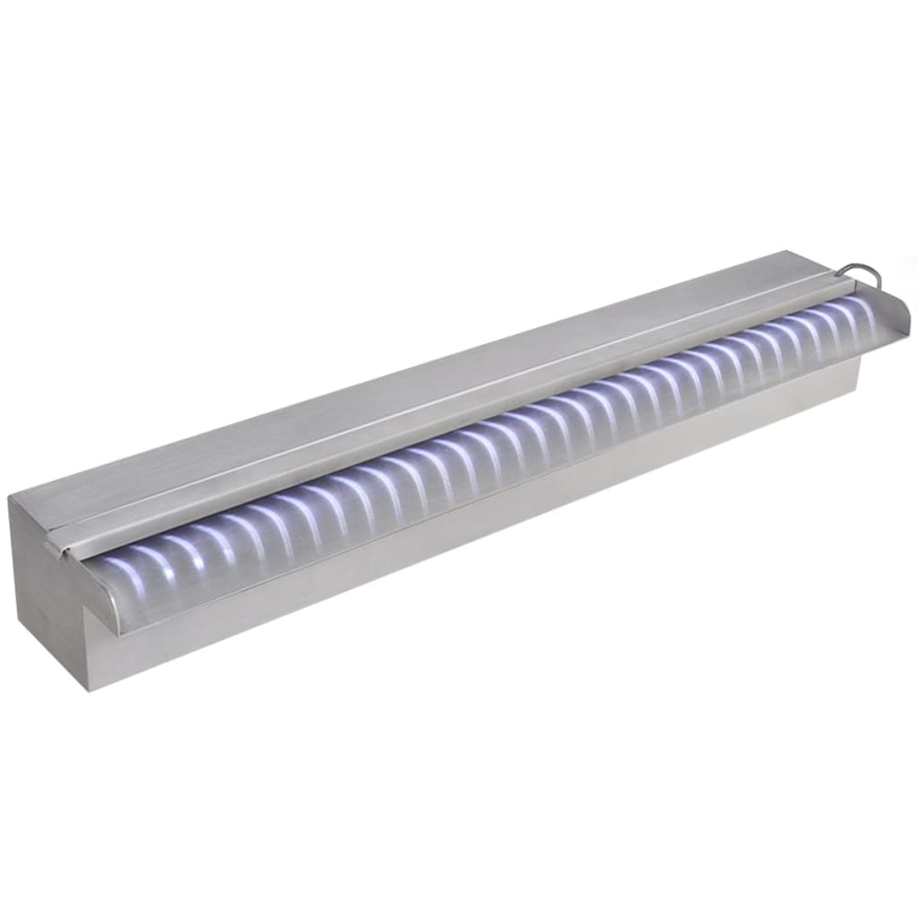 Zwembadwaterval met LED-verlichting 110 cm roestvrij staal