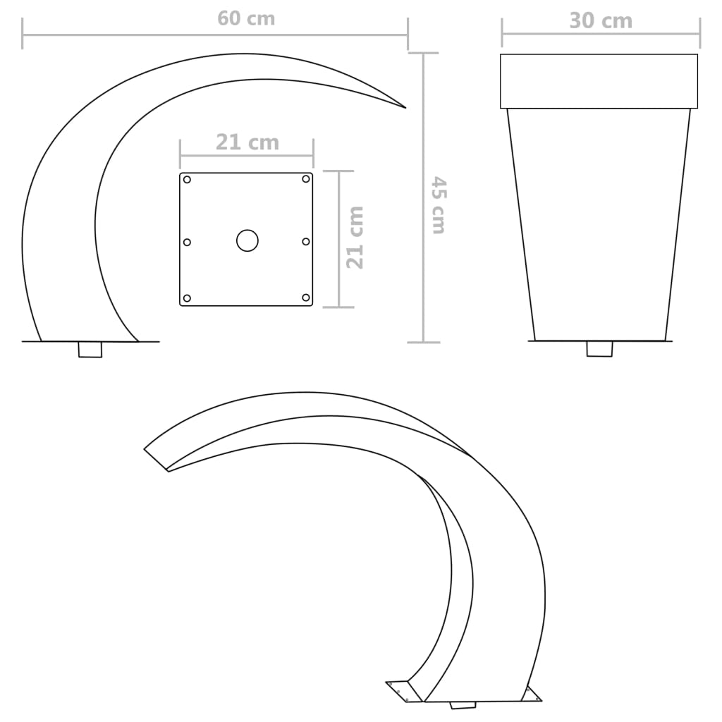 Zwembadfontein met LED's 30x60x45 cm roestvrij staal