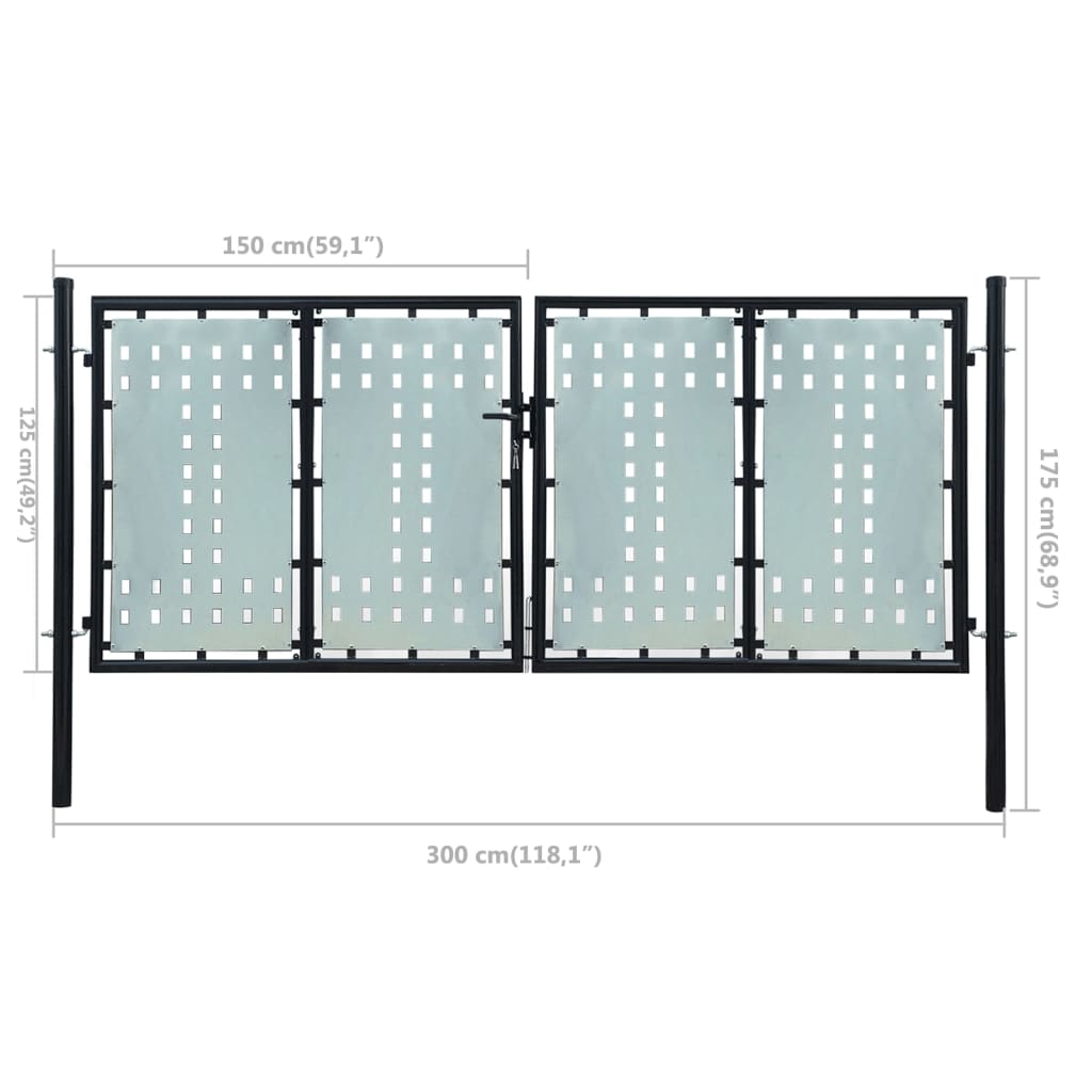 Poort enkel 300x225 cm zwart