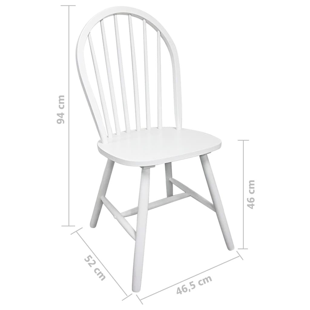 Eetkamerstoelen 6 st massief rubberwood wit