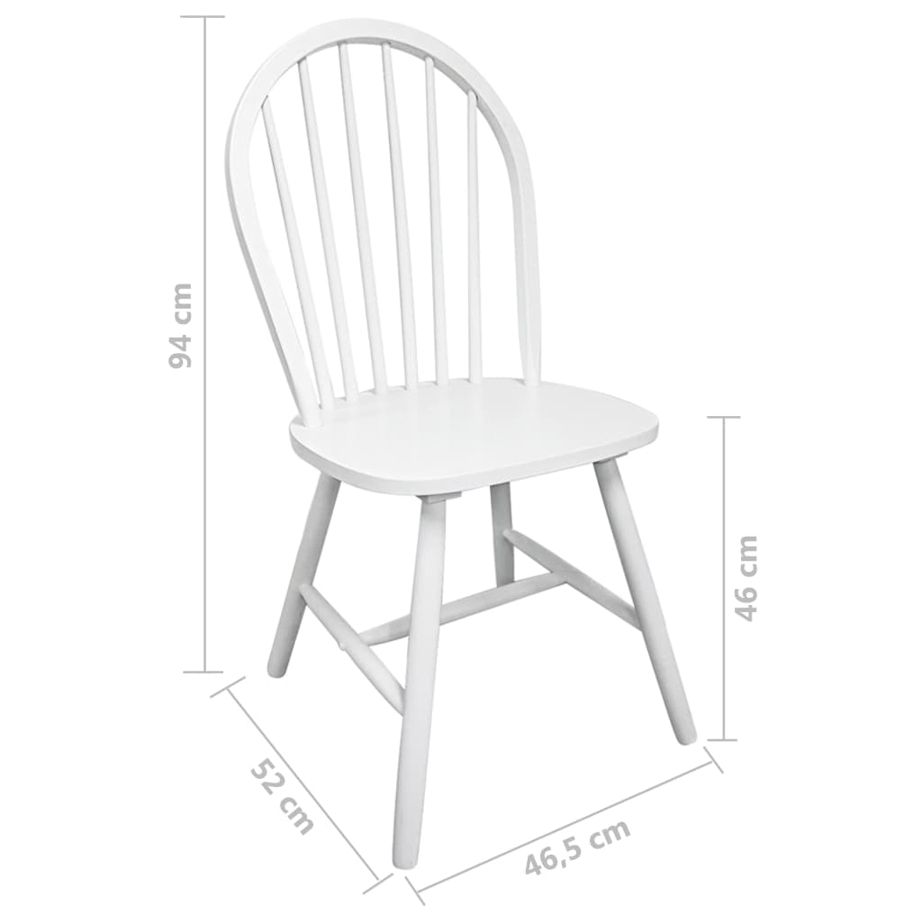 Eetkamerstoelen 6 st massief rubberwood wit