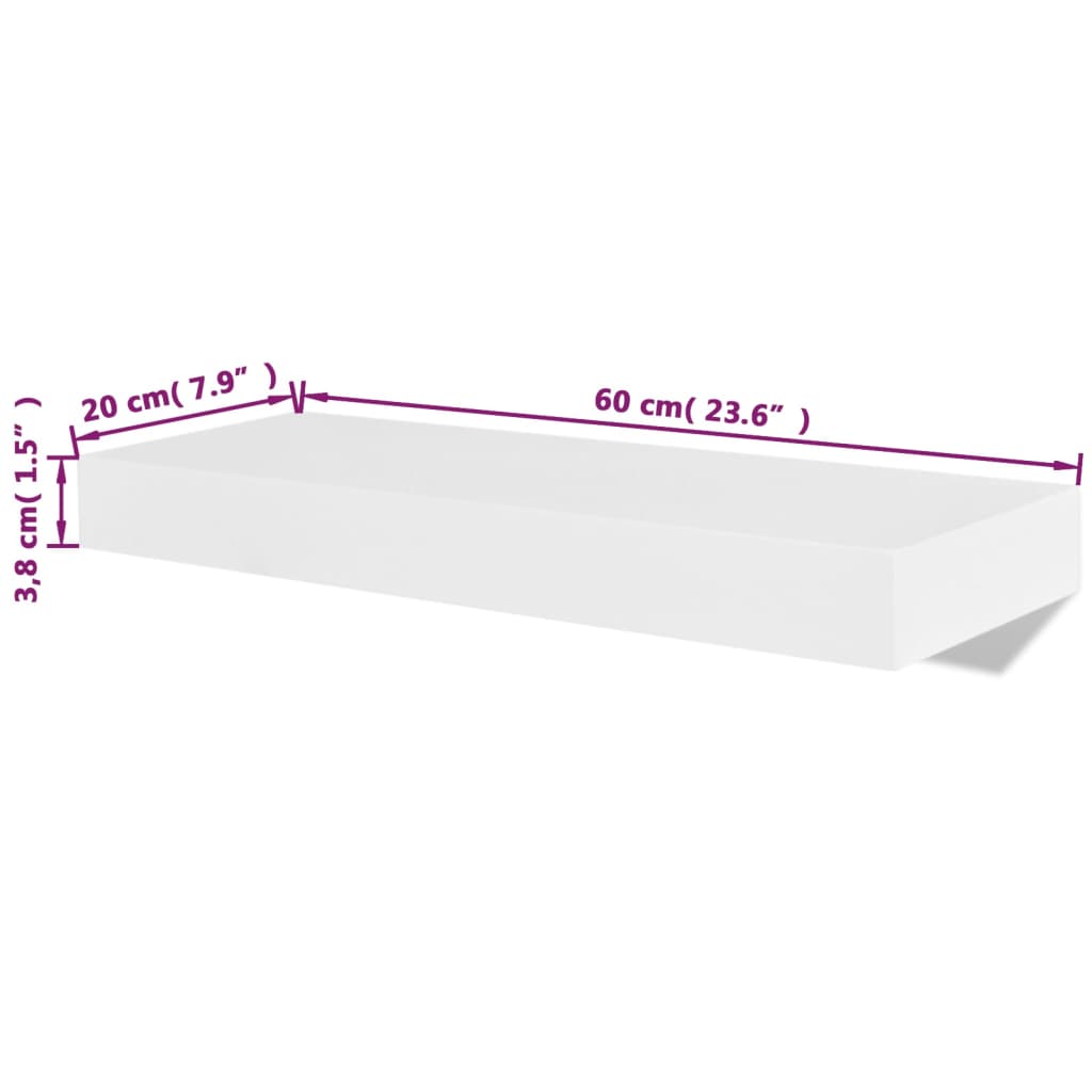 Wandplanken 4 st 40 cm wit