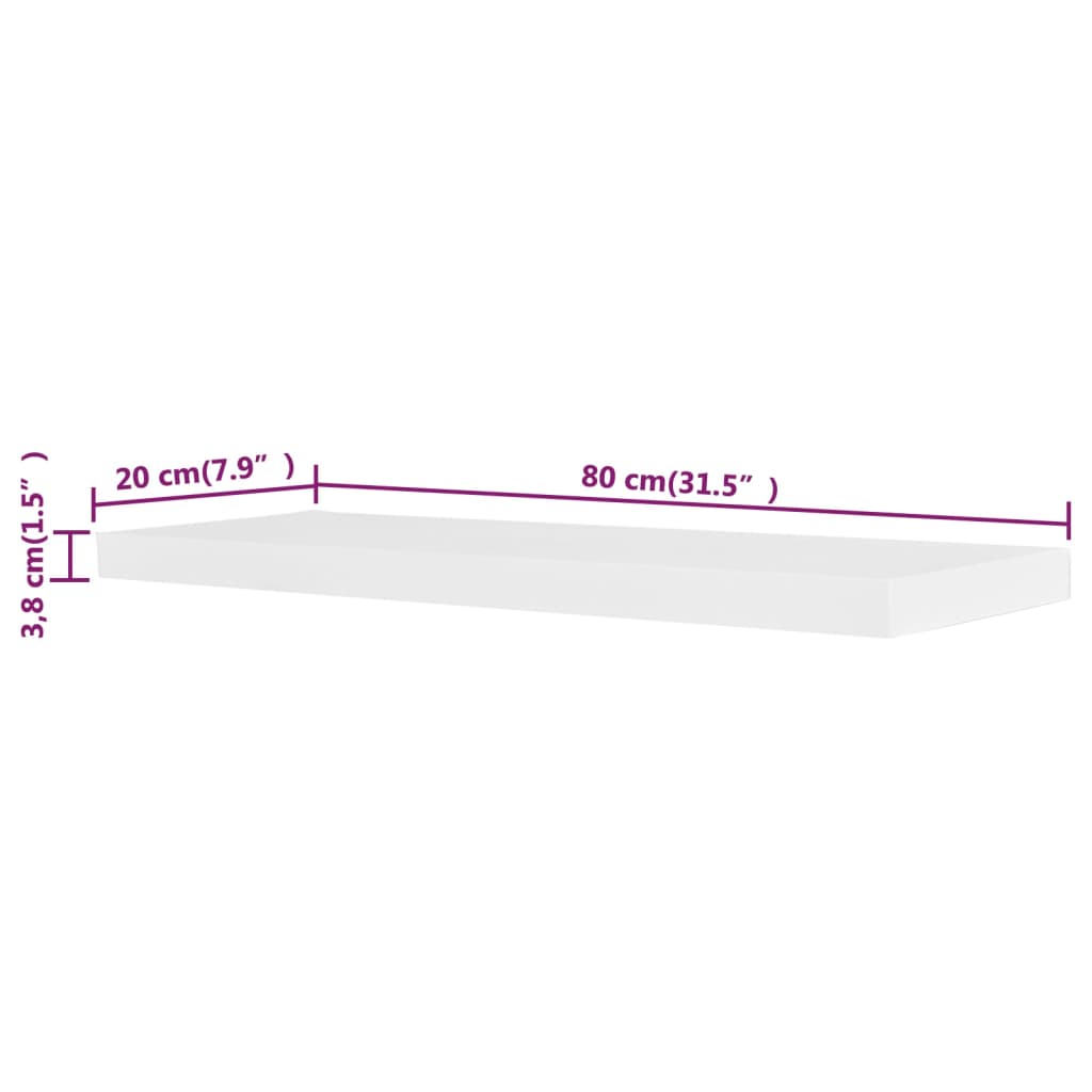 Wandplanken 4 st 40 cm wit