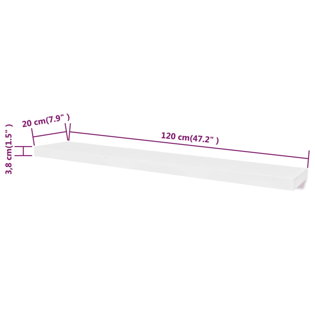 Wandplanken 4 st 40 cm wit