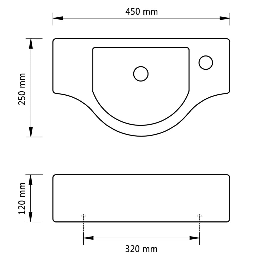 Wastafel met kraangat keramiek