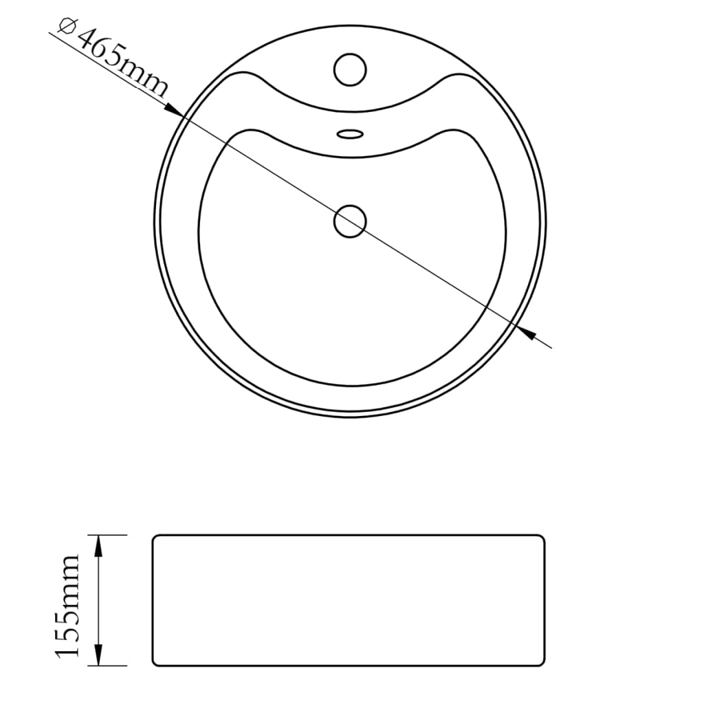 Wasbak 40x14,5 cm rond keramiek wit