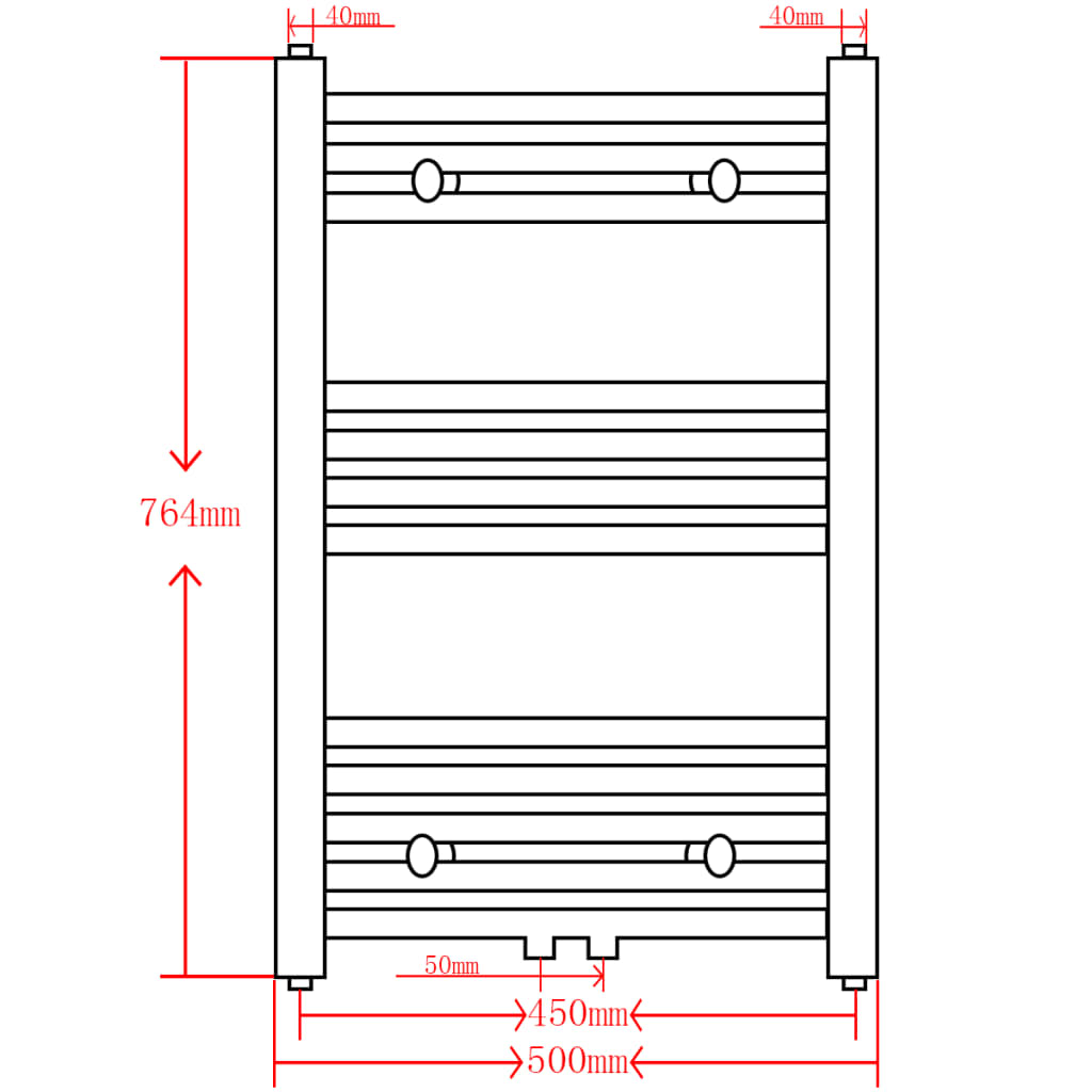 Radiator / handdoekenrek recht 500x1160 mm