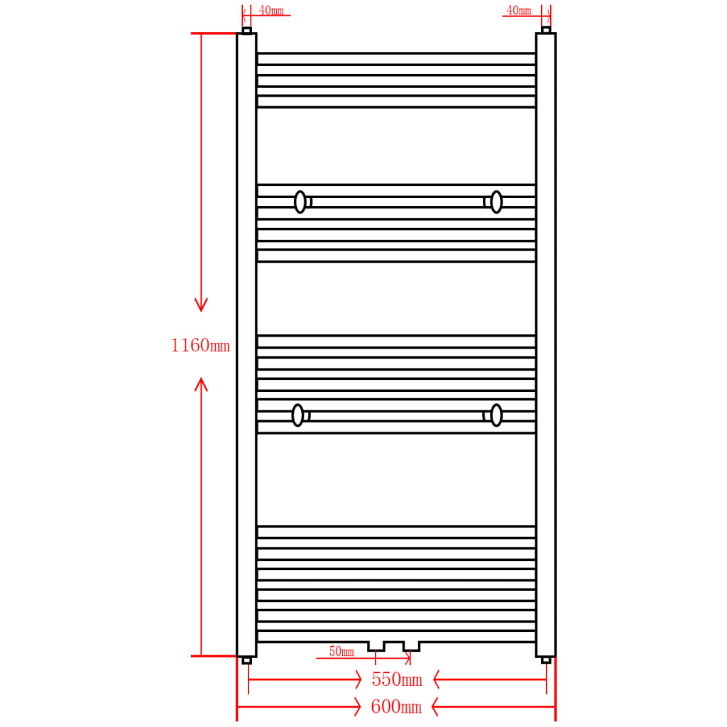 Radiator / handdoekenrek recht 600x1160 mm grijs