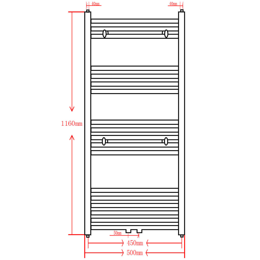 Radiator / handdoekenrek recht 500x1160 mm