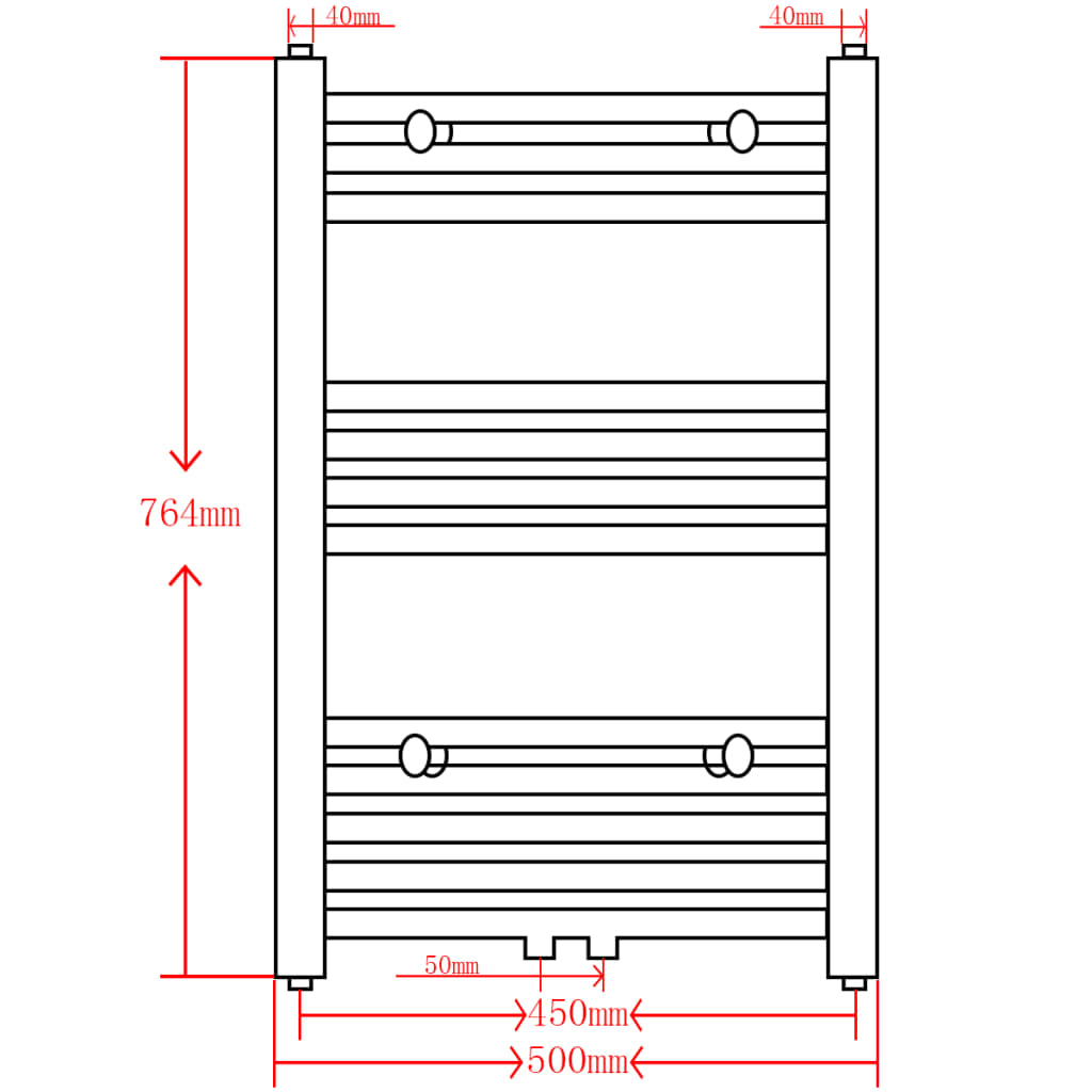 Radiator / handdoekenrek recht 500x1160 mm