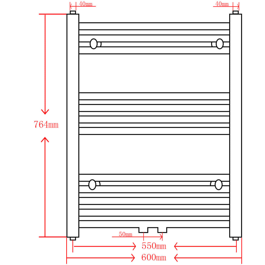 Radiator / handdoekenrek recht 500x1160 mm