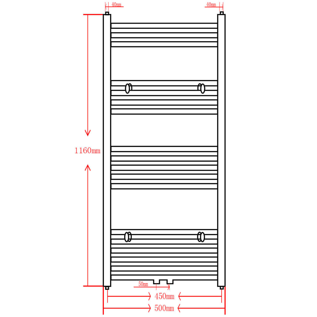 Radiator / handdoekenrek recht 500x1160 mm