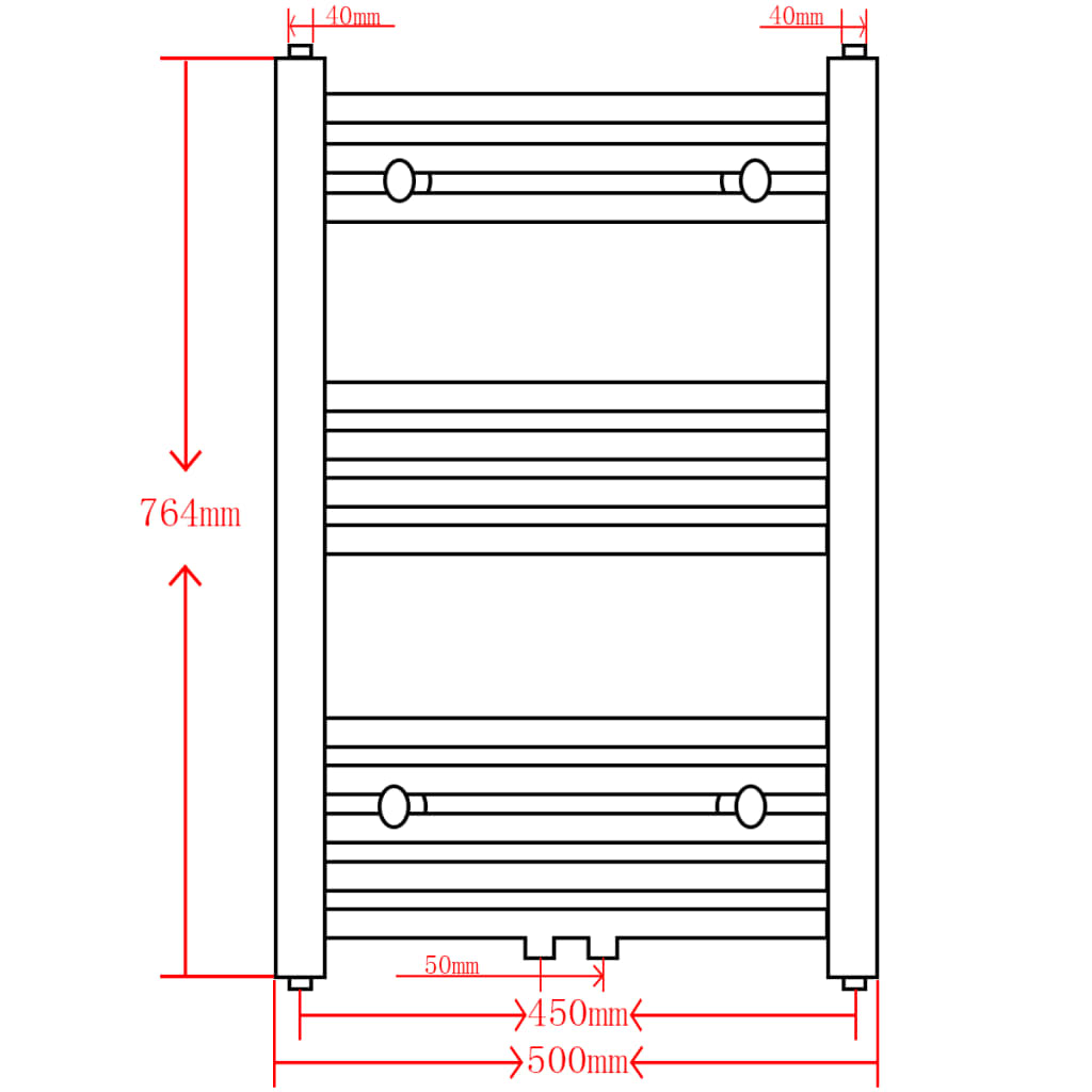 Radiator / handdoekenrek recht 500x1160 mm