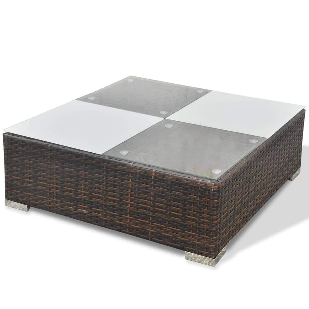 5-delige Loungeset met kussens poly rattan