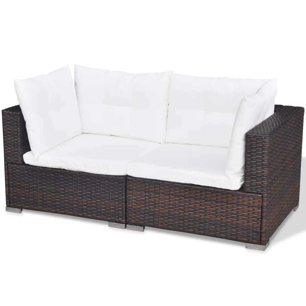 5-delige Loungeset met kussens poly rattan