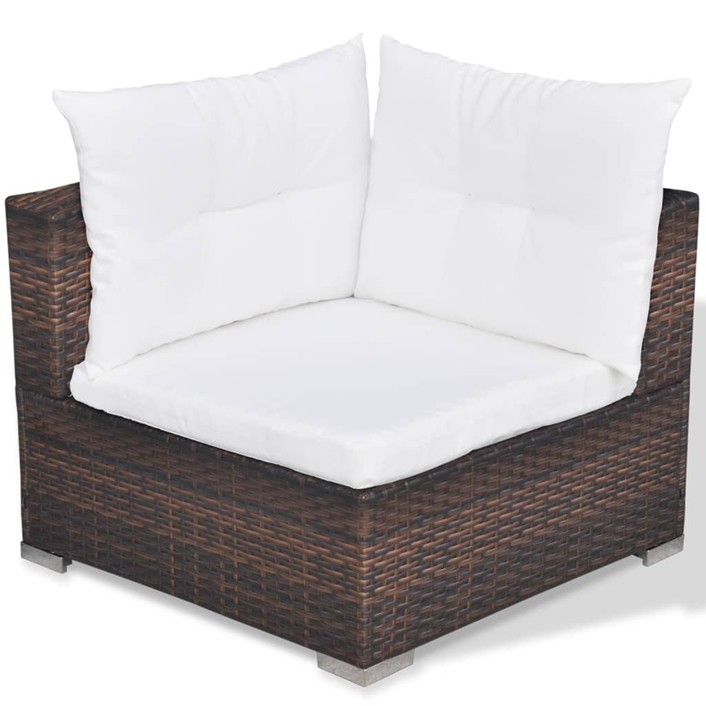 5-delige Loungeset met kussens poly rattan