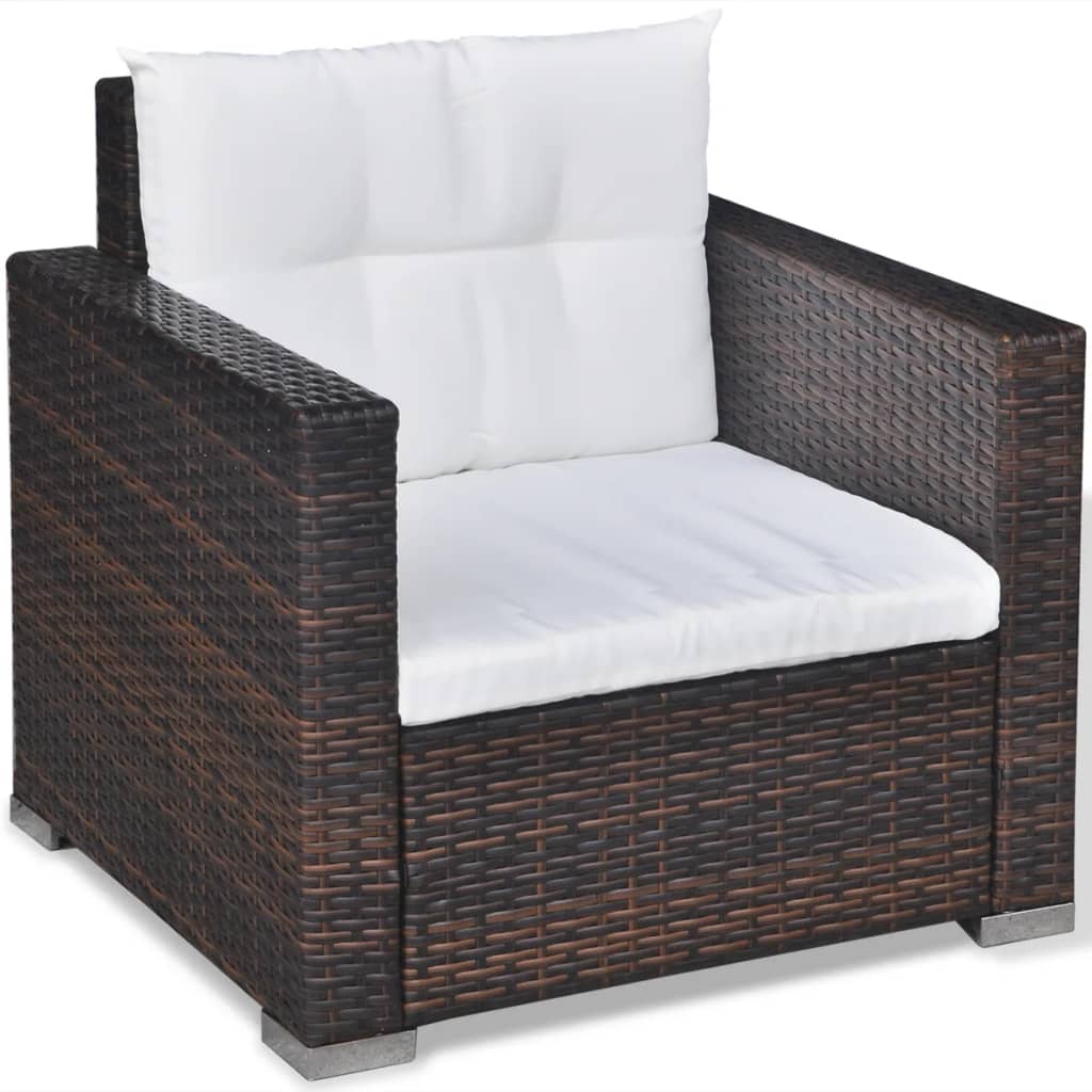 6-delige Loungeset met kussens poly rattan