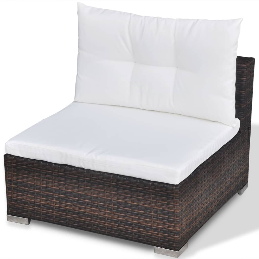 6-delige Loungeset met kussens poly rattan