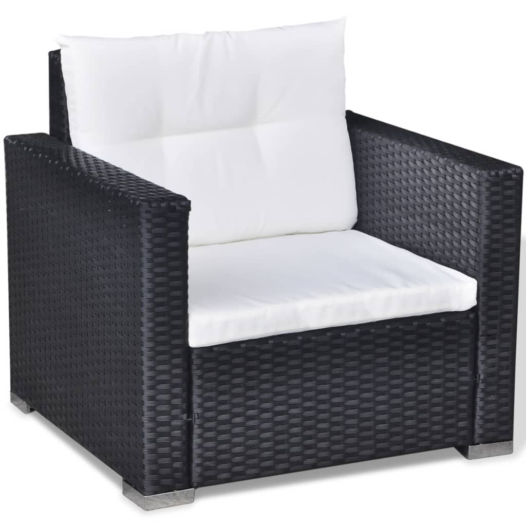 6-delige Loungeset met kussens poly rattan