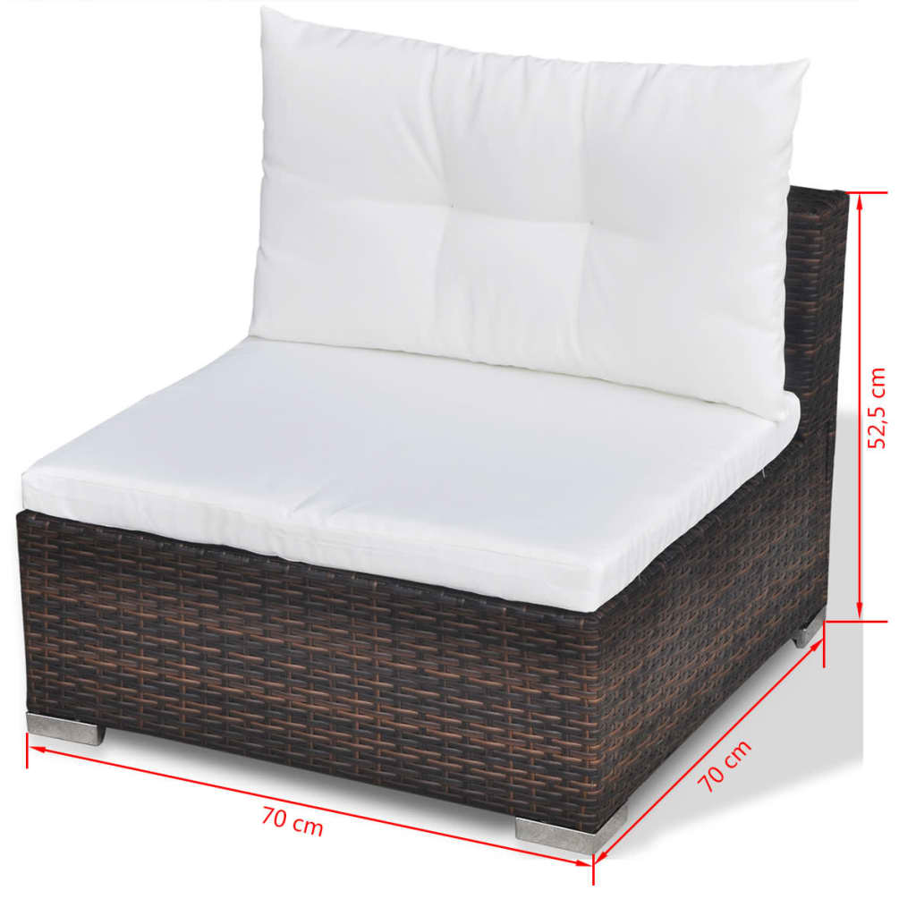 10-delige Loungeset met kussens poly rattan