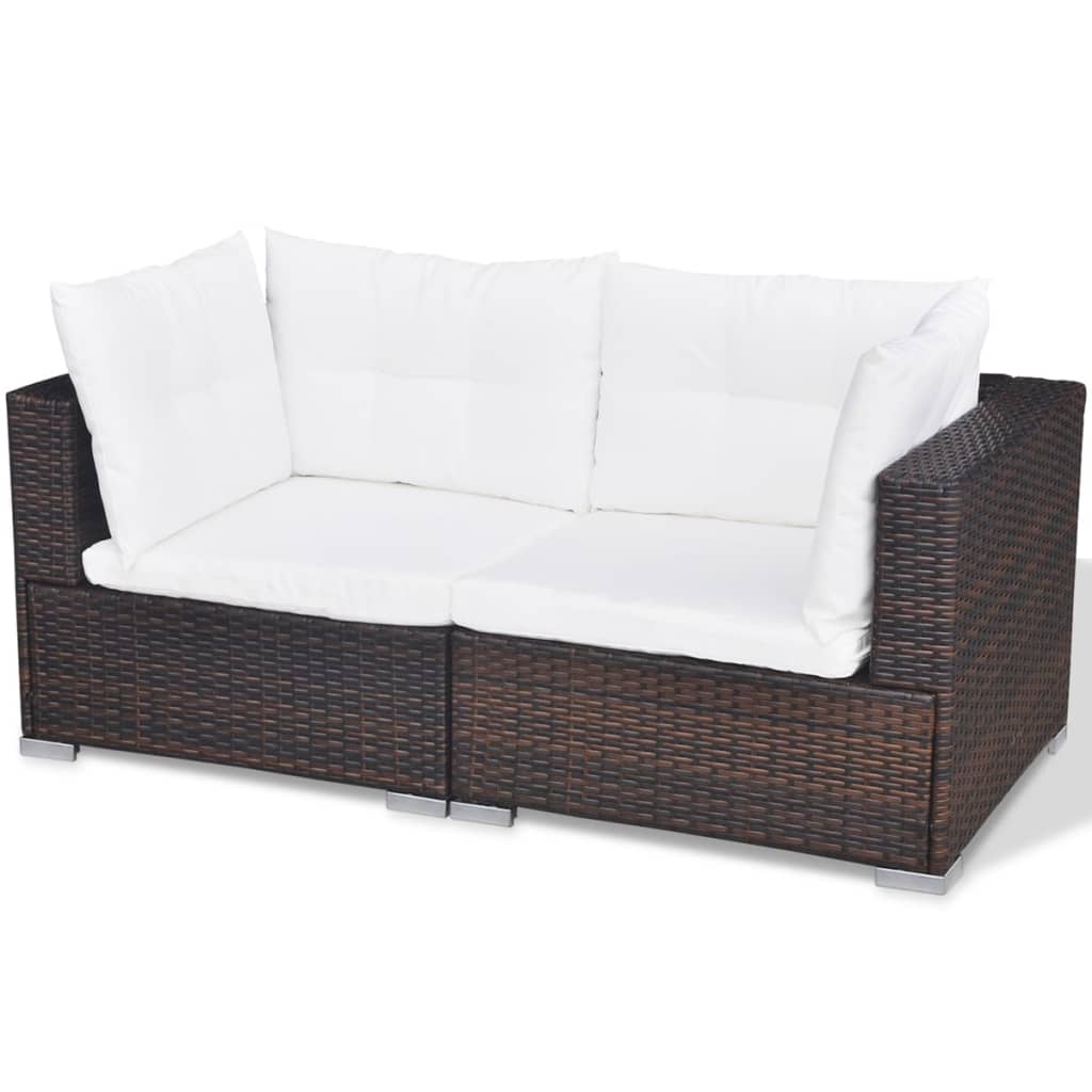 10-delige Loungeset met kussens poly rattan