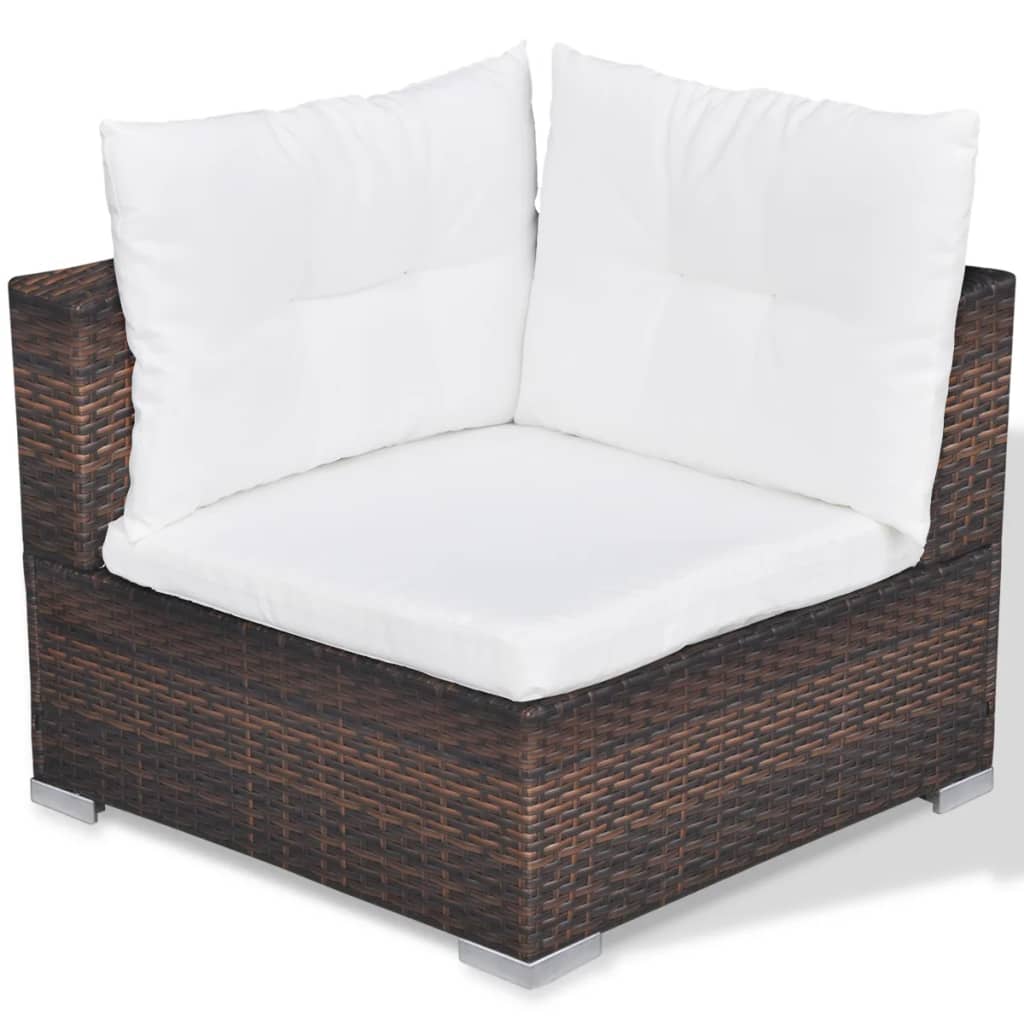 10-delige Loungeset met kussens poly rattan