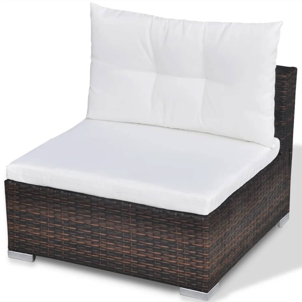 10-delige Loungeset met kussens poly rattan