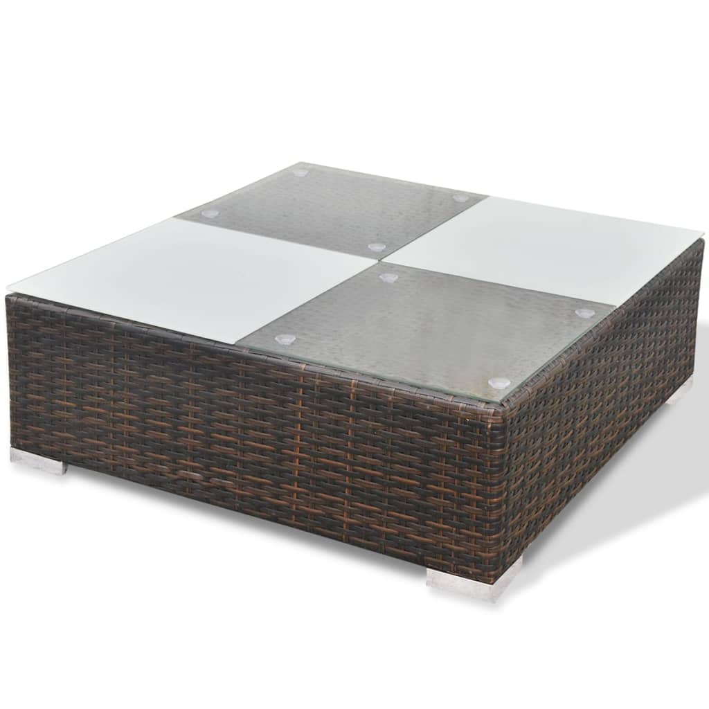 10-delige Loungeset met kussens poly rattan