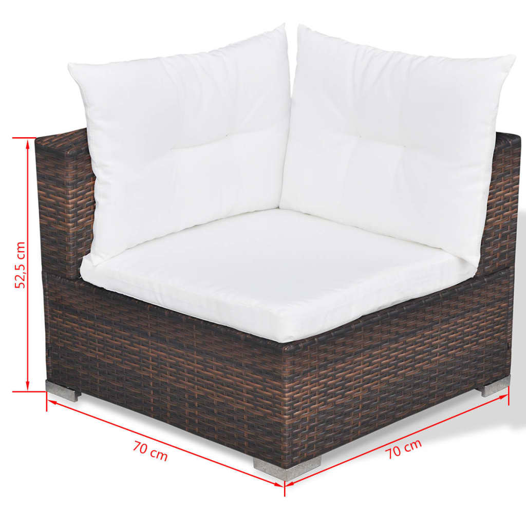 10-delige Loungeset met kussens poly rattan