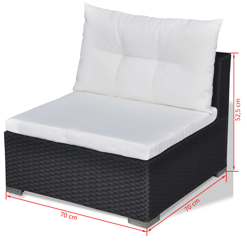 10-delige Loungeset met kussens poly rattan