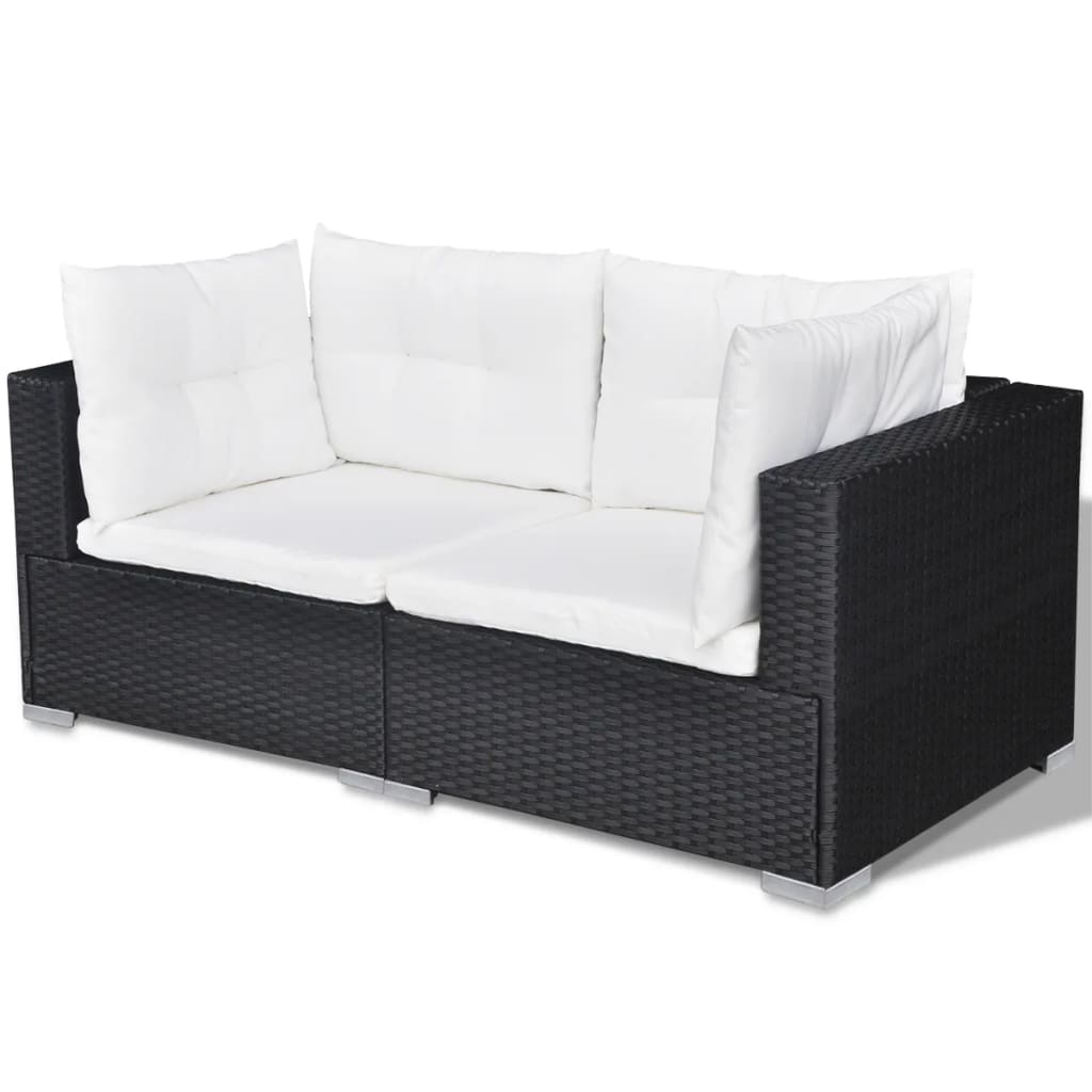 10-delige Loungeset met kussens poly rattan