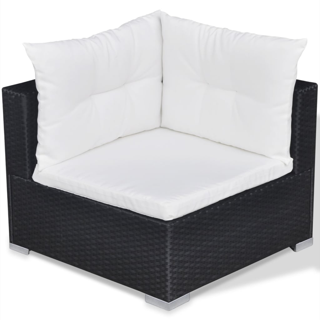 10-delige Loungeset met kussens poly rattan