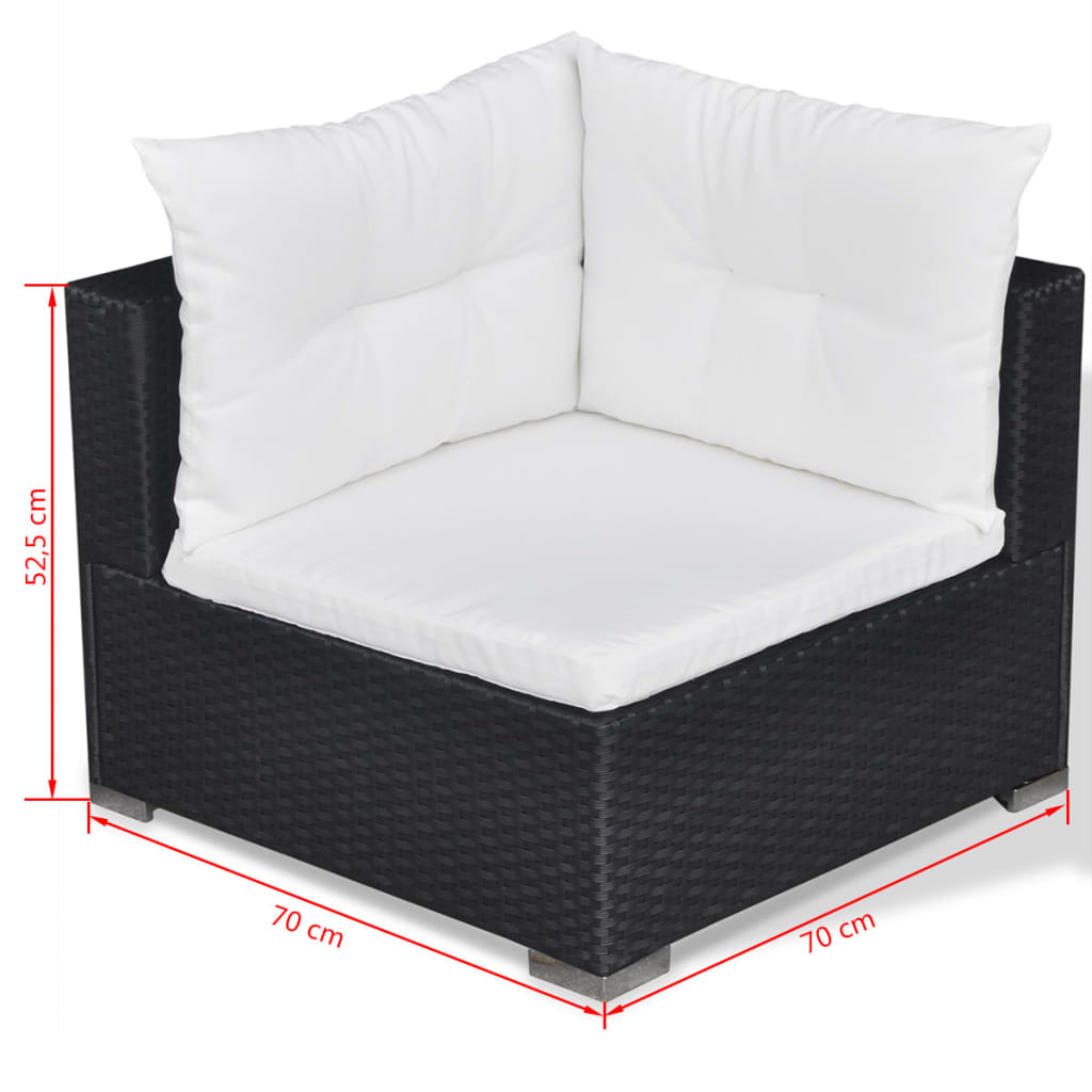 10-delige Loungeset met kussens poly rattan