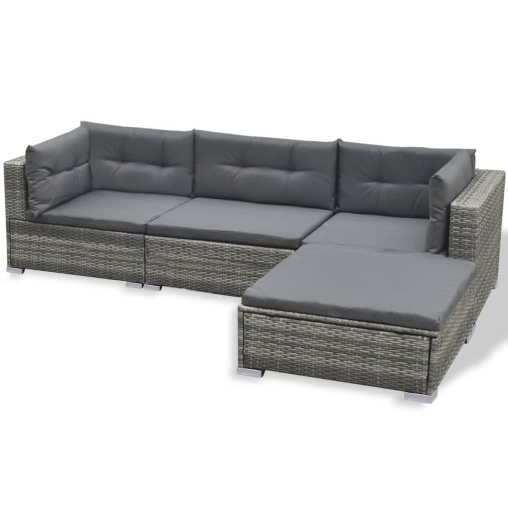 6-delige Loungeset met kussens poly rattan