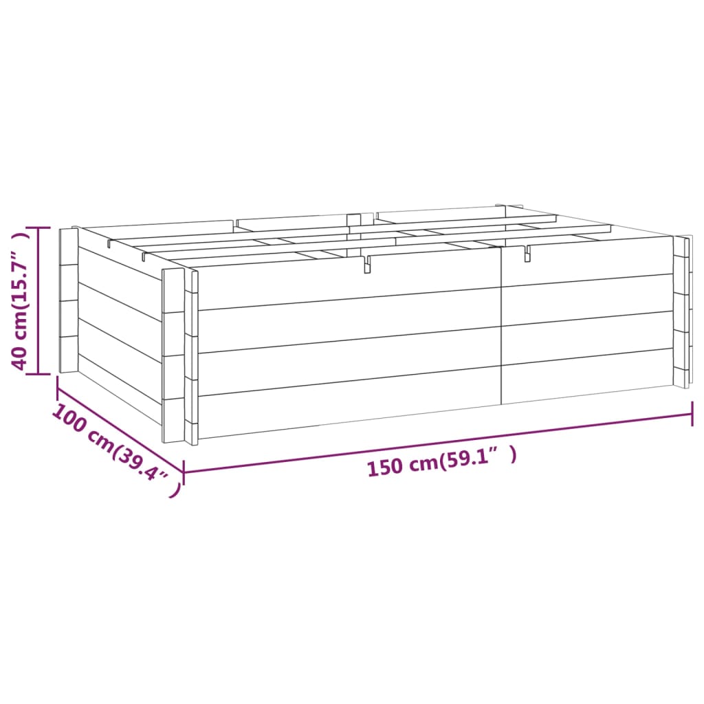 Plantenbak verhoogd 150x100x40 cm geïmpregneerd hout