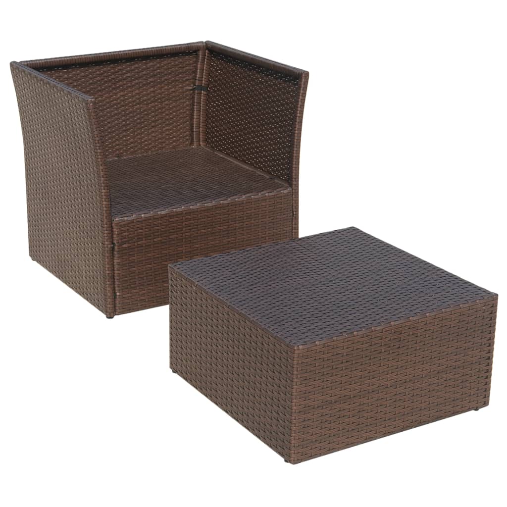 Tuinstoel met voetenbank poly rattan